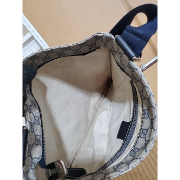 GUCCI GG Plus Monogram Medium Flat Messenger Bag Navy - Picture 12 of 13